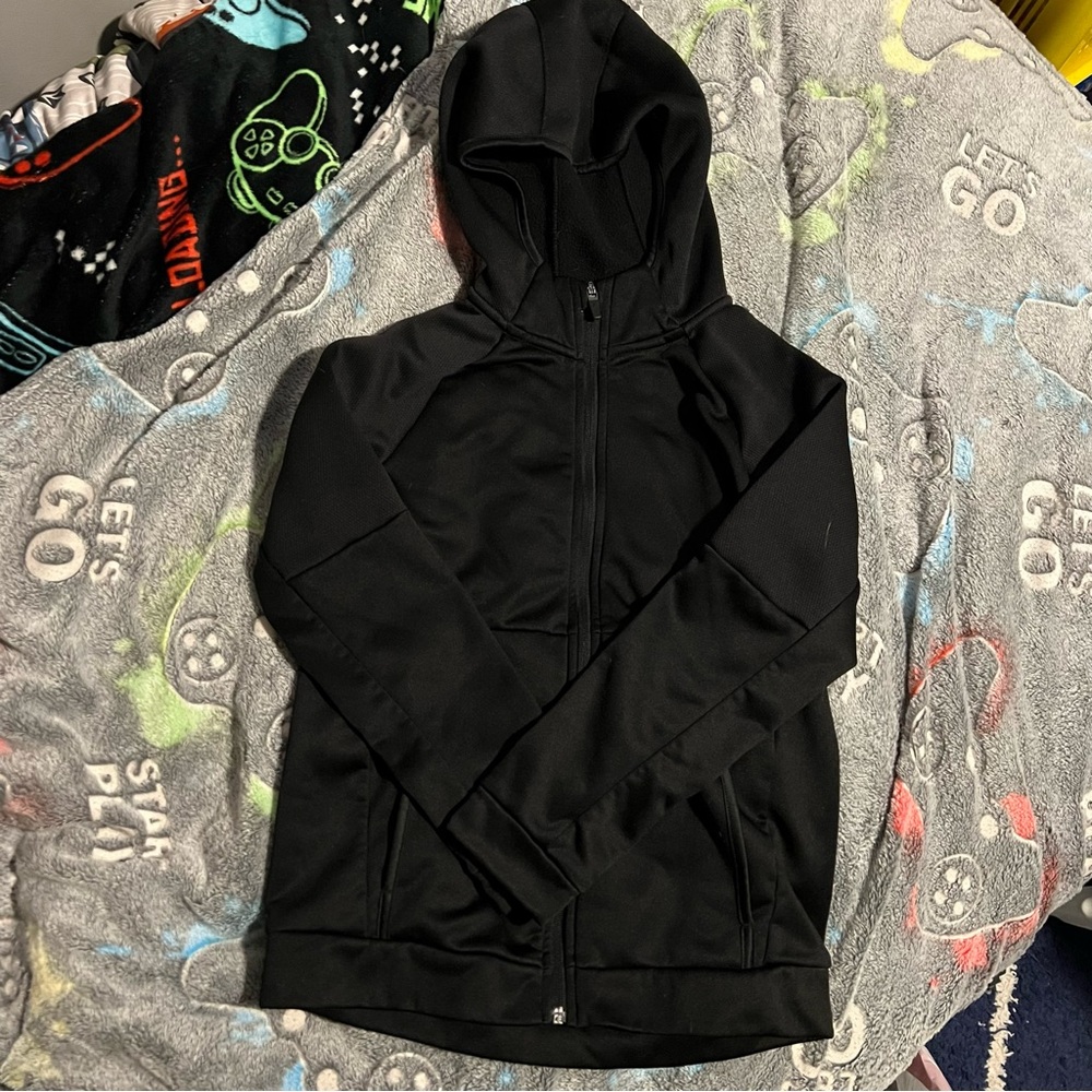 Black Zip-Up Hoodie Youth Large